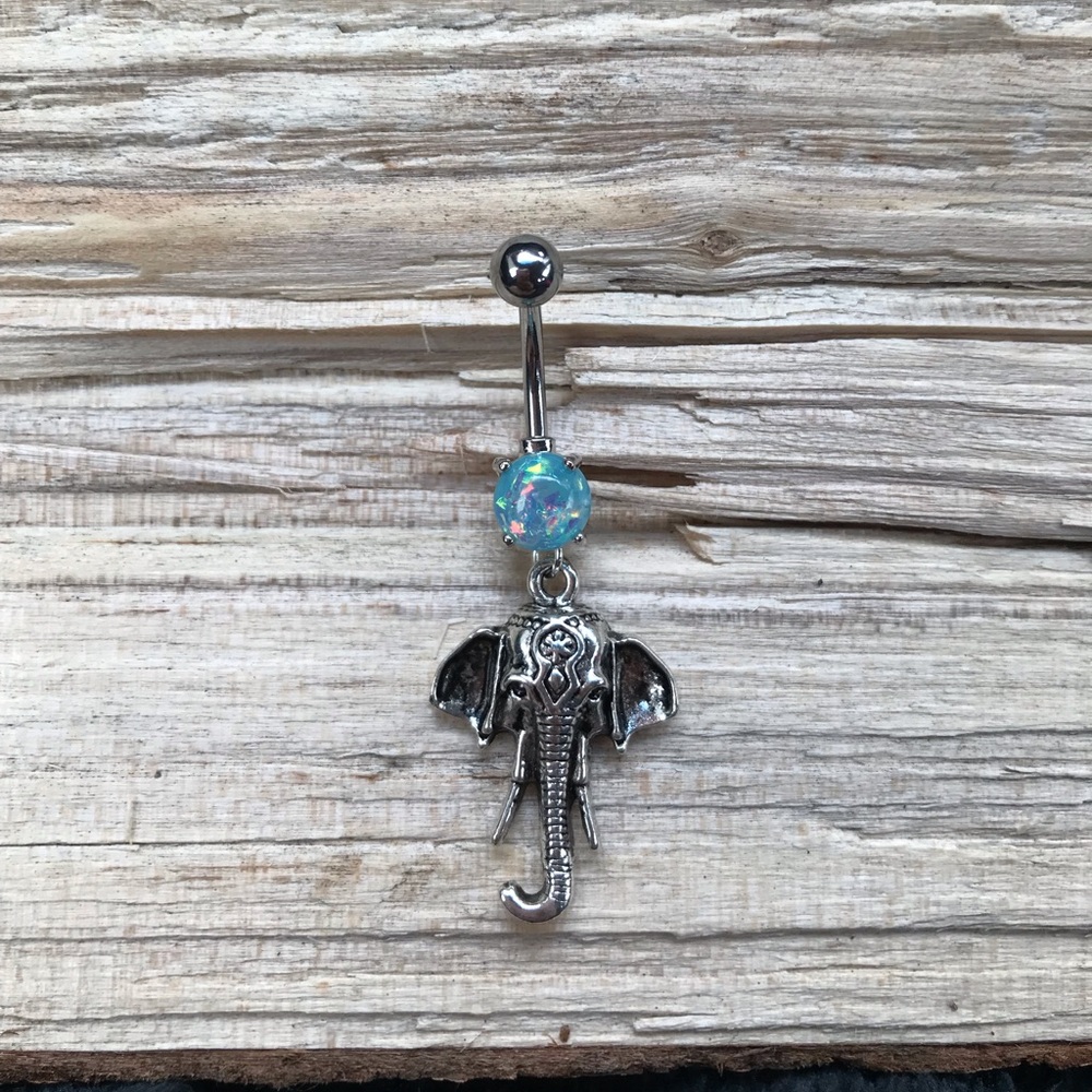 Blue Opal‎ Elephant Belly Button Ring